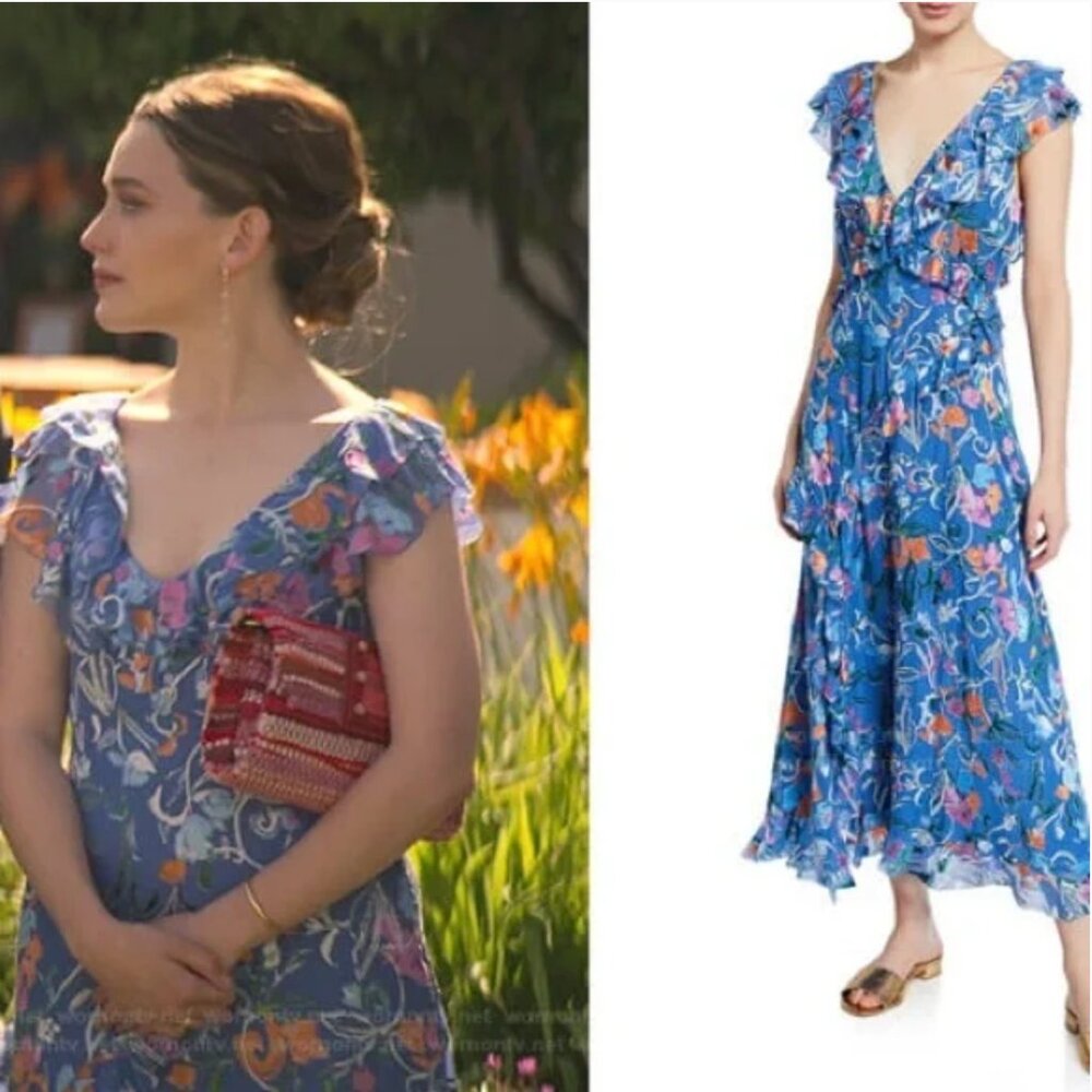 Tanya Taylor Blue Floral Arielle Dress Size 2
